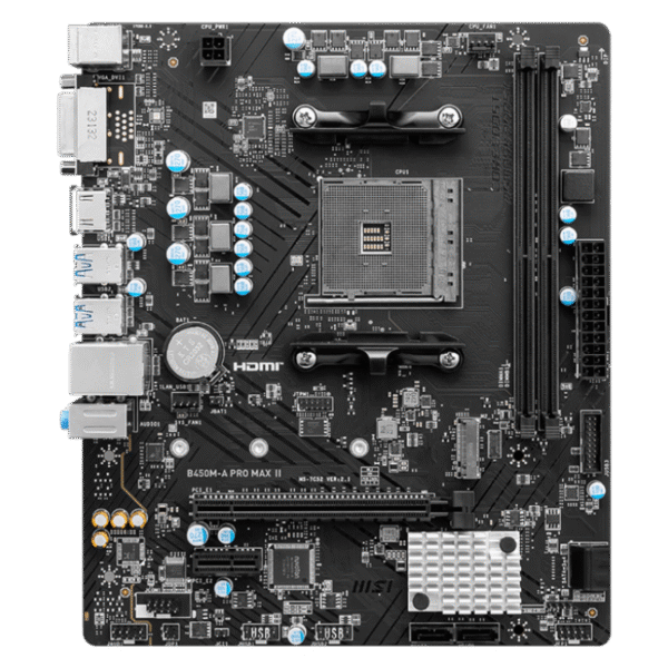 MSI B450M-A Pro Max II Motherboard (2) MSI B450M-A Pro Max II Motherboard